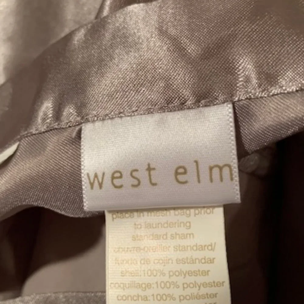 Grey satin-like pillow sham